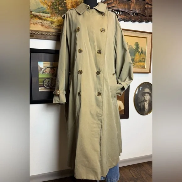 Vintage AQUASCUTUM "Aqua 5" Made in England Classic Trench Coat Men's XL - Picture 4 of 12
